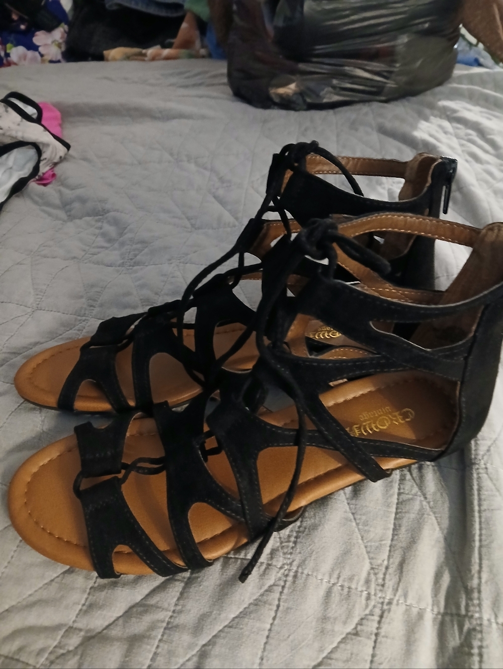 Women’s Black Lace-Up Gladiator Sandals - Picture 4 of 5